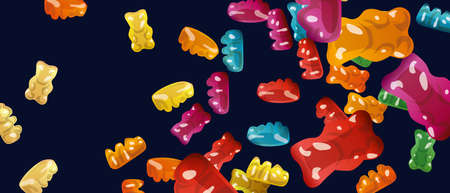 Gummy Bear Candy Background. Jelly Bear vector illustration.のイラスト素材