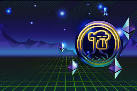NFT background in retro style with copyspace. Banner Non-fungible token. Bored ape NFT collection.のイラスト素材