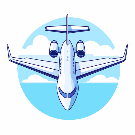 Airplane on the background of the blue sky. Vector illustration.のイラスト素材