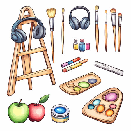 Set of school and office supplies. Vector illustration in cartoon style.のイラスト素材