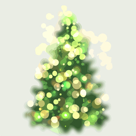Abstract christmas tree with green bokeh. Vector illustration.のイラスト素材