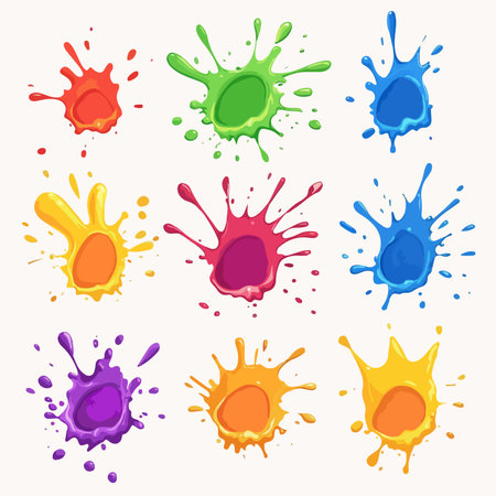 Colorful splashes and blobs of paint. Vector illustration.のイラスト素材