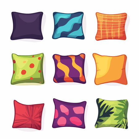 Set of colorful pillows isolated on white background. Vector illustration.のイラスト素材