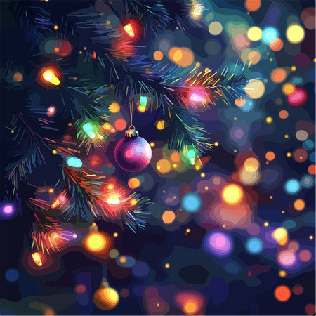 Christmas background with Christmas tree and lights. EPS 10 vector file includedのイラスト素材