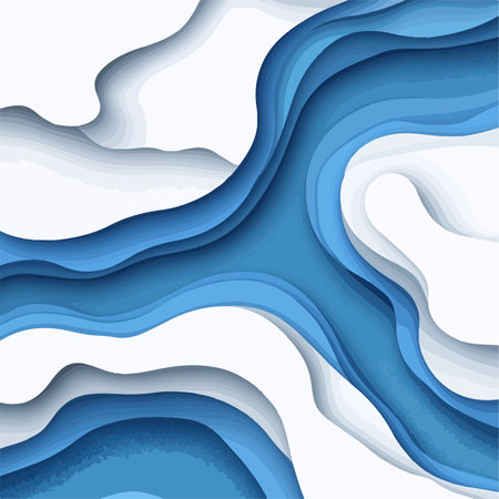 Abstract paper cut background with waves. Vector illustration for your design.のイラスト素材