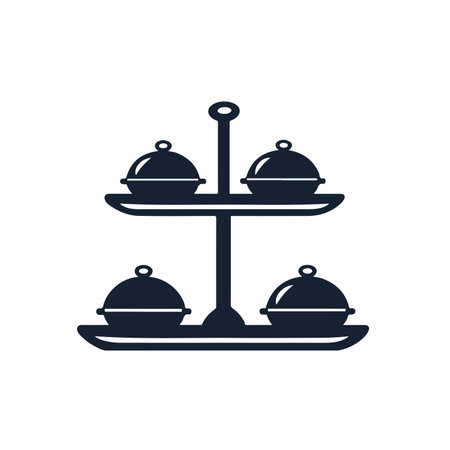 tray with food icon over white background, silhouette style, vector illustrationのイラスト素材