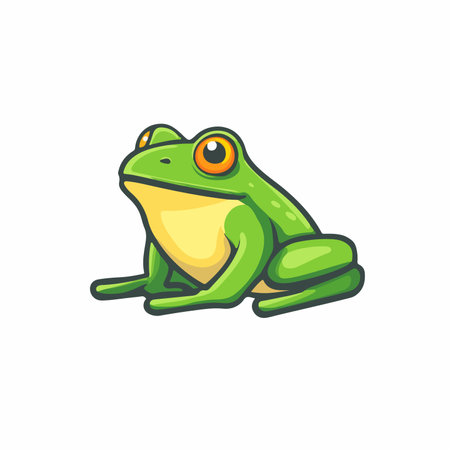 Frog icon in cartoon style isolated on white background. Vector illustration.のイラスト素材