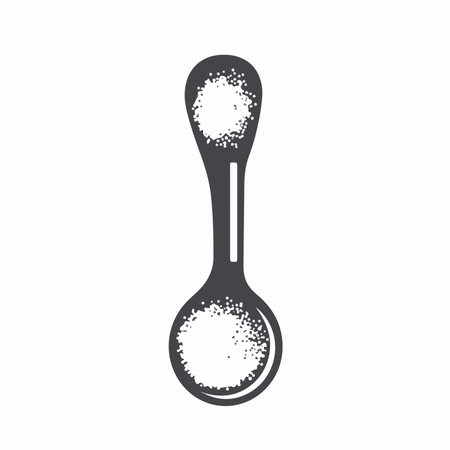 Spoon icon. Black and white vector illustration isolated on white background.のイラスト素材