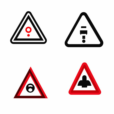 Set of warning signs. Caution triangle icons. Vector illustration.のイラスト素材
