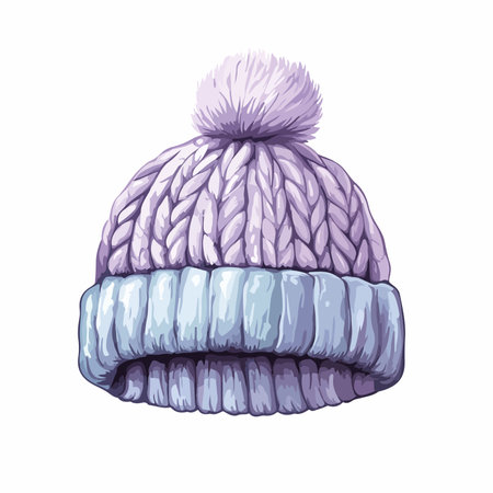 Woolen knitted winter hat. Vector illustration isolated on white background.の写真素材