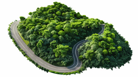 Road in the forest isometric view isolated on white background. 3d renderingのイラスト素材