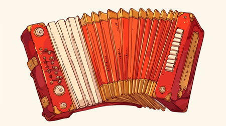 Musical instruments - accordion. Vector illustration of a musical instrument.のイラスト素材