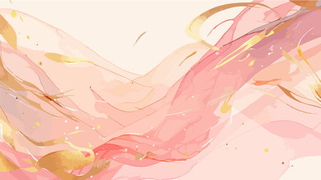 Abstract background with pink and golden paint splashes. Vector illustration.のイラスト素材