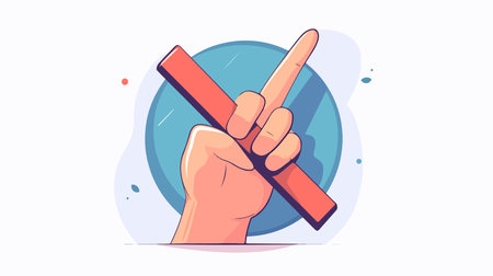 Vector illustration of hand holding a wooden stick. Flat style design.のイラスト素材