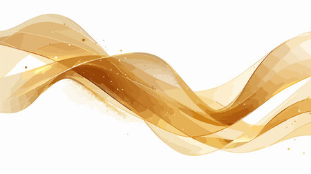 Abstract golden wave on white background. Vector illustration. Clip-artのイラスト素材