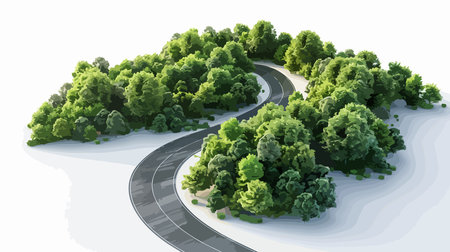 Road in the forest on a white background. 3d rendering.のイラスト素材