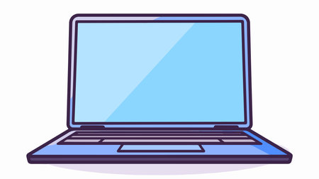 Laptop computer with blank screen isolated on white background. Vector illustration.のイラスト素材