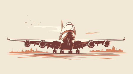Airplane in the sky. Vector illustration of a passenger plane.のイラスト素材