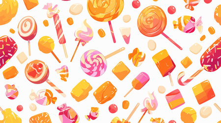 Seamless pattern with lollipops and candies. Vector illustrationのイラスト素材