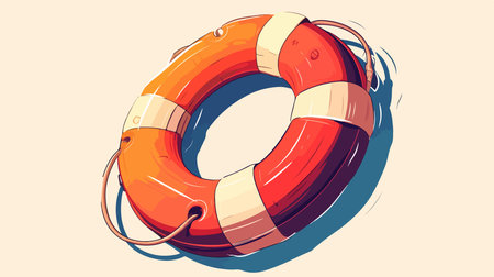Lifebuoy on a light background. Vector illustration in cartoon style.のイラスト素材