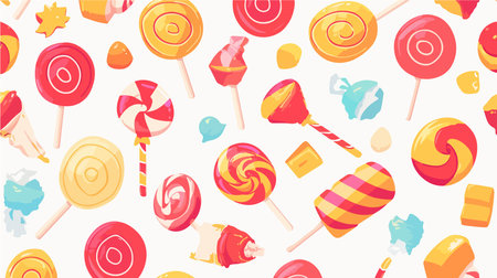 Seamless pattern with colorful lollipops and candiesのイラスト素材