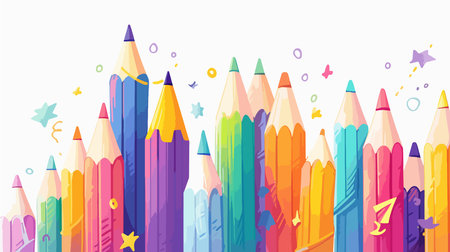 Colorful pencils on white background. Vector illustration. Eps 10のイラスト素材