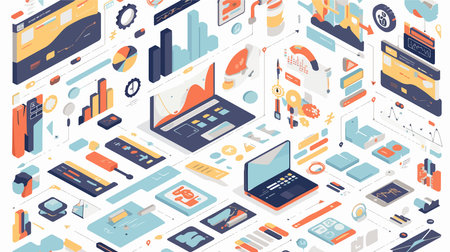 Isometric 3D business infographics. Infographics elements and icons.のイラスト素材