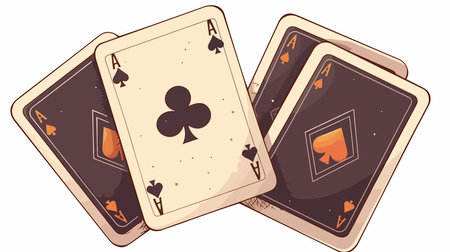 Illustration of four aces playing cards on a white background.のイラスト素材