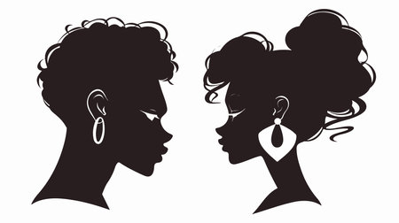 Silhouette of a beautiful african american woman. Vector illustrationのイラスト素材