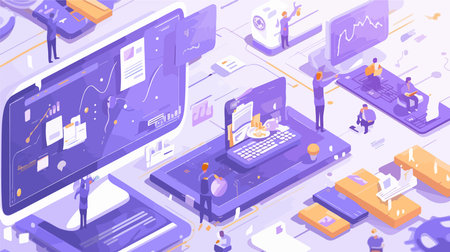 Isometric business concept. Vector illustration in isometric 3d style.のイラスト素材