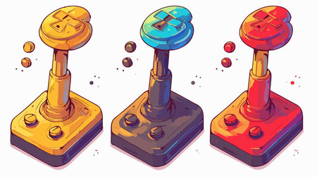Game joystick set. Isometric vector illustration isolated on white background.のイラスト素材