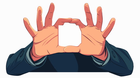 Hands making a heart shape with their fingers. Vector illustration.のイラスト素材
