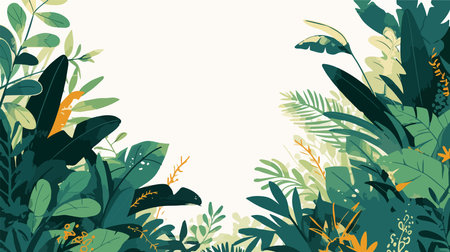 Tropical background with palm leaves and monstera. Vector illustration.のイラスト素材