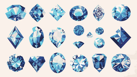 Set of blue gems. Vector illustration. Collection of gemstones.のイラスト素材
