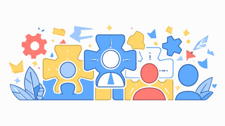Teamwork concept. Vector illustration in flat linear style. Teamwork concept.のイラスト素材