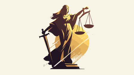 Law and Justice concept. Scales of justice. Vector illustration.のイラスト素材