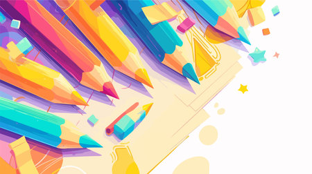 Abstract background with colorful pencils. Vector illustration. Eps 10.のイラスト素材