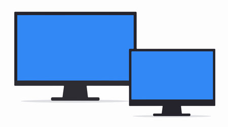Computer monitor and monitor isolated on white background. Vector illustration in flat style.のイラスト素材
