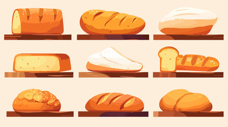 Bread icons set. Cartoon illustration of bread vector icons for web designのイラスト素材