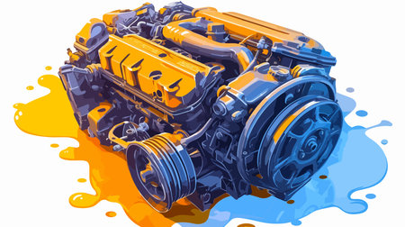 3d rendering of a powerful car engine on a white background.のイラスト素材