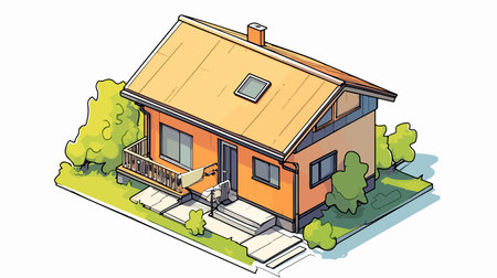 illustration of a house on a white background isometric view.のイラスト素材
