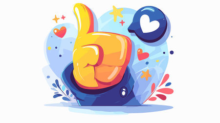 Vector illustration of a hand with a thumbs up gesture. Cartoon style.のイラスト素材