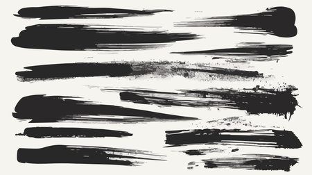 Set of black grunge brush strokes. Vector illustration. Grunge texture.のイラスト素材