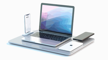 Laptop, smartphone and tablet on a white background. Vector illustration.
