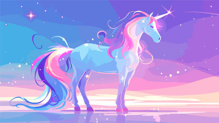 Unicorn in the sky. Vector illustration for your design.のイラスト素材