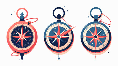 Compass icons set. Flat illustration of compass vector icons for web designのイラスト素材