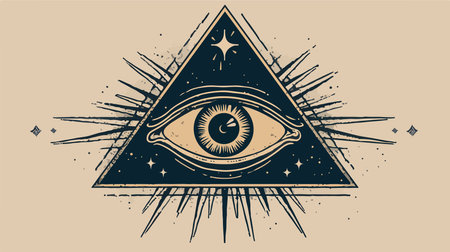 Eye of Providence in triangle. Mystical sign. Vector illustration.のイラスト素材