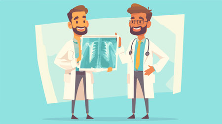 Male doctors with x-ray. Vector illustration in cartoon style.のイラスト素材