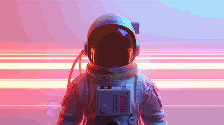 Astronaut in space suit. Vector illustration of astronaut in space.のイラスト素材