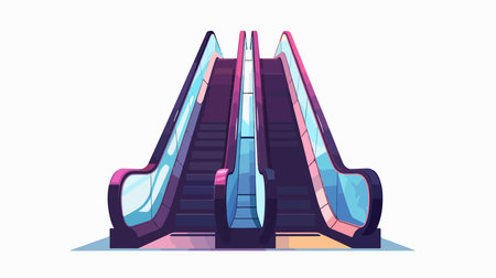 Escalator flat vector illustration isolated on white background. Escalator icon. Escalator vector illustrationのイラスト素材